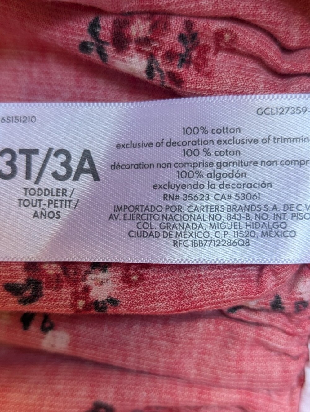 NWOT OshKosh B'gosh Toddler Floral Print Jumper Dress Red Corduroy Size 3T - Picture 6 of 7